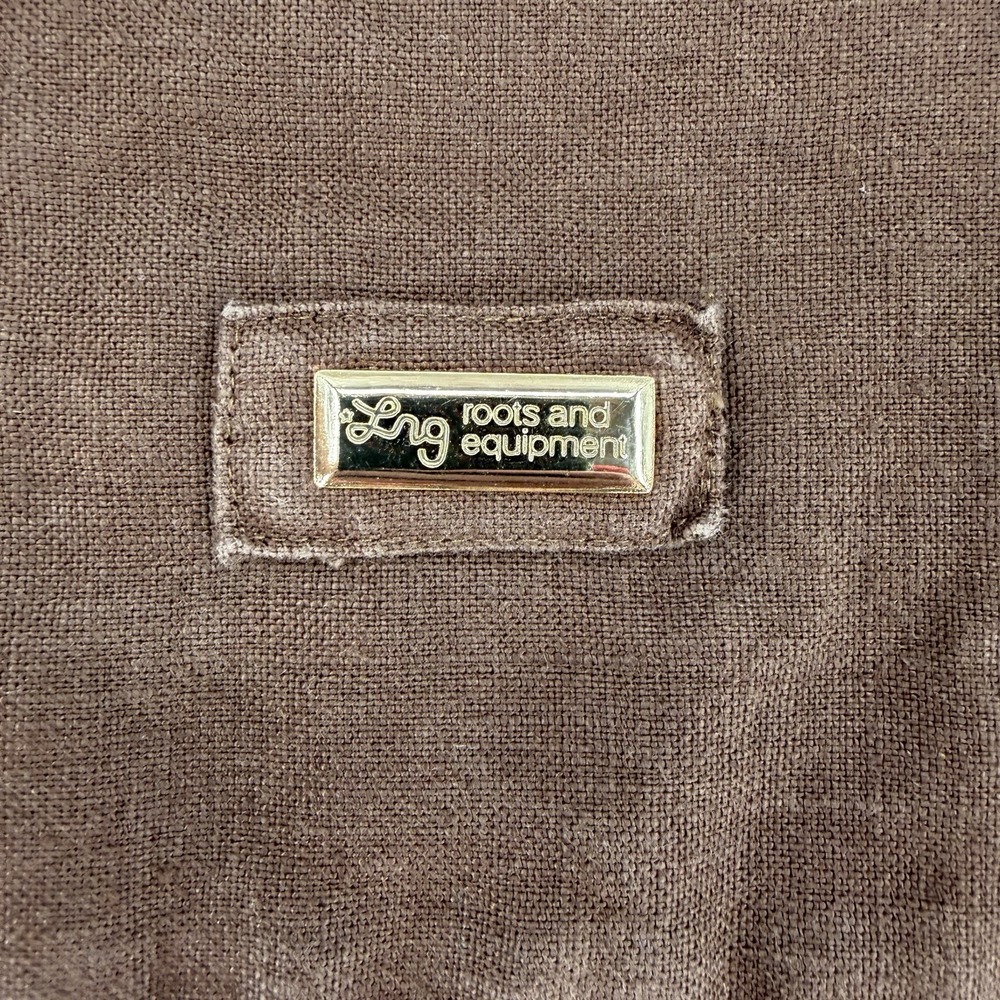 Vintage Y2K LRG Woven Roots & Equipment linen shirt mens 2XL brown short sleeve - Picture 11 of 11